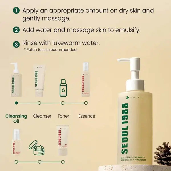 K-Secret Seoul 1988 Cleansing Oil : Pine Cica 1% + Probiotics