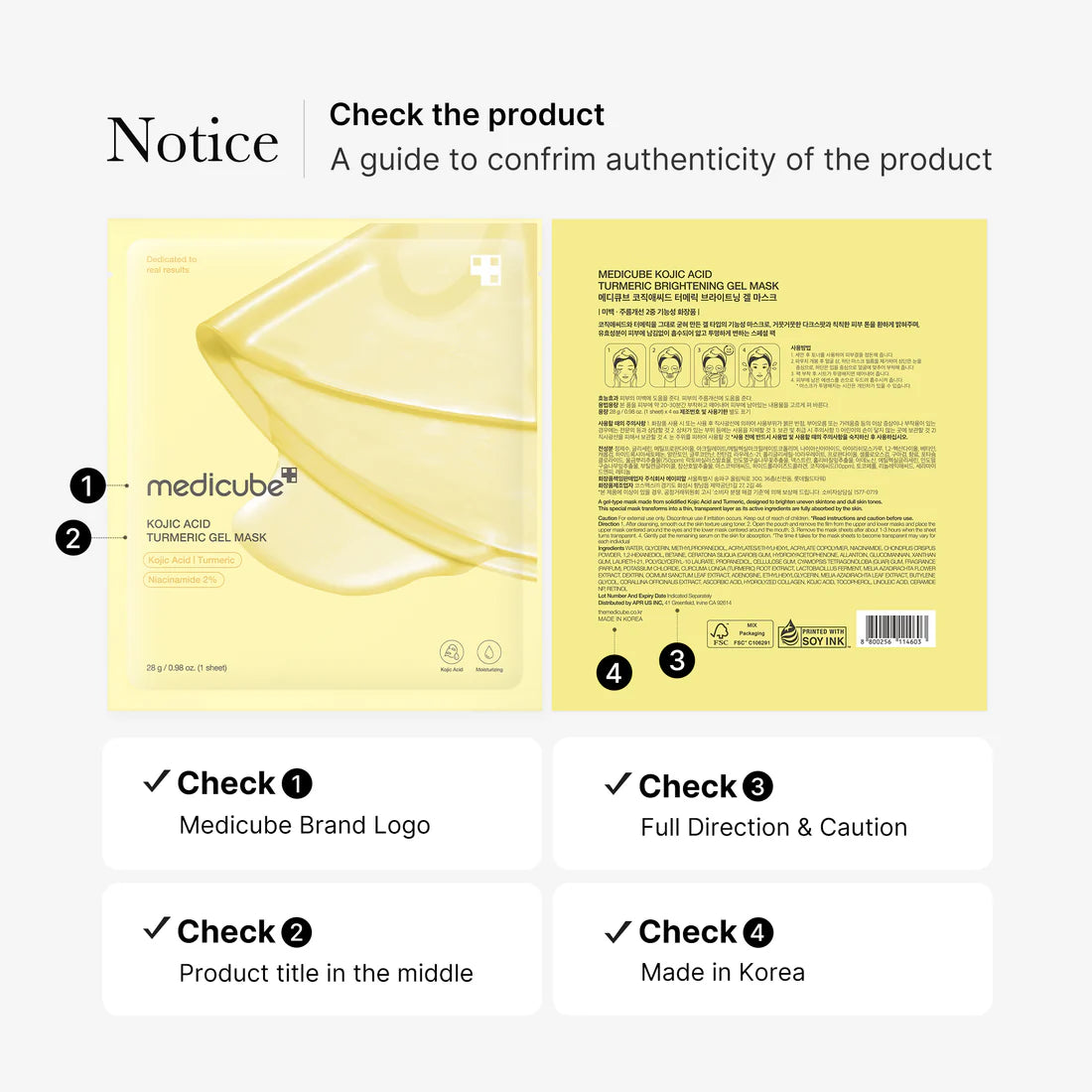 MEDICUBE kojic acid tumeric brightening gel mask