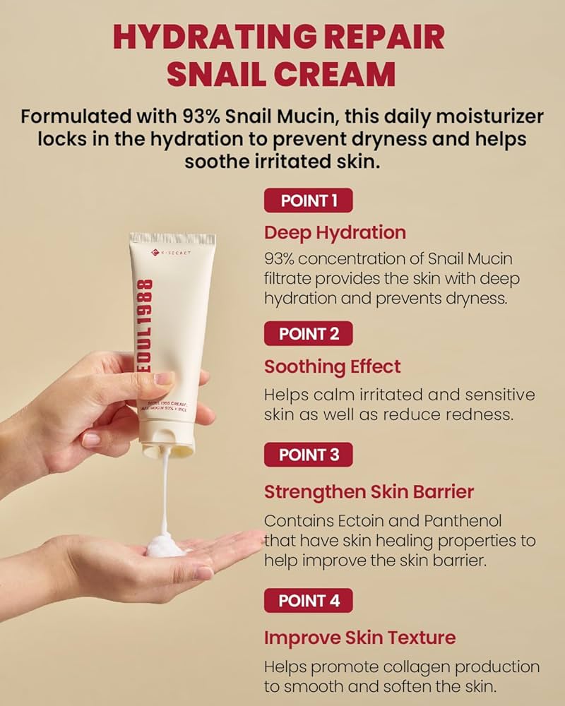 K-Secret Seoul 1988 Cream : Snail Mucin 93% + Rice